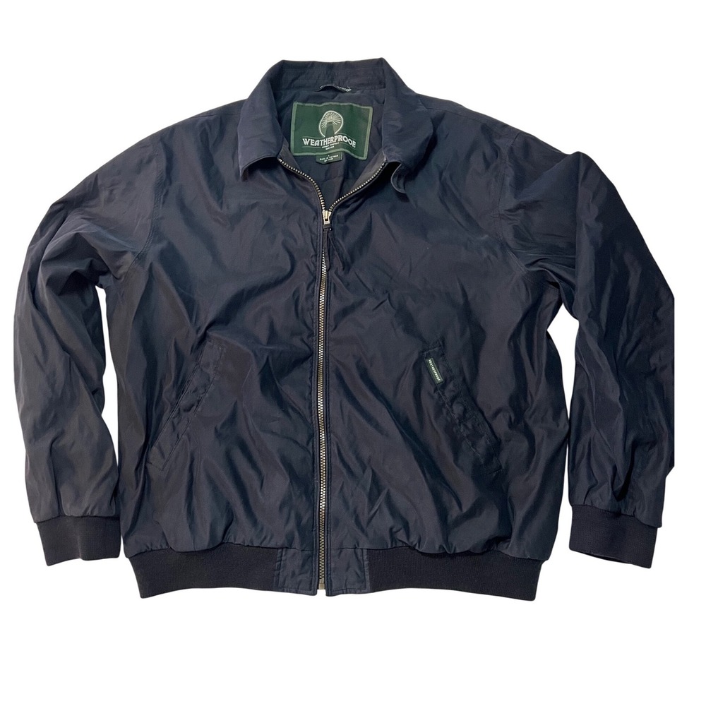 Weatherproof Mens Navy Blue Microfiber Golf Jacket Harrington Full Zip Large L